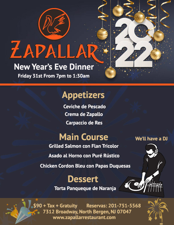 Zapallar Restaurant Bakery North Bergen NJ New Year 2022