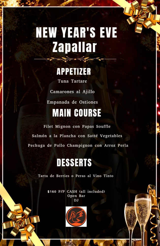 New Year's Eve Celebration at Zapallar Restaurant North Bergen New Jersey 2025